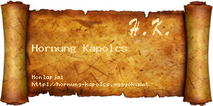 Hornung Kapolcs névjegykártya